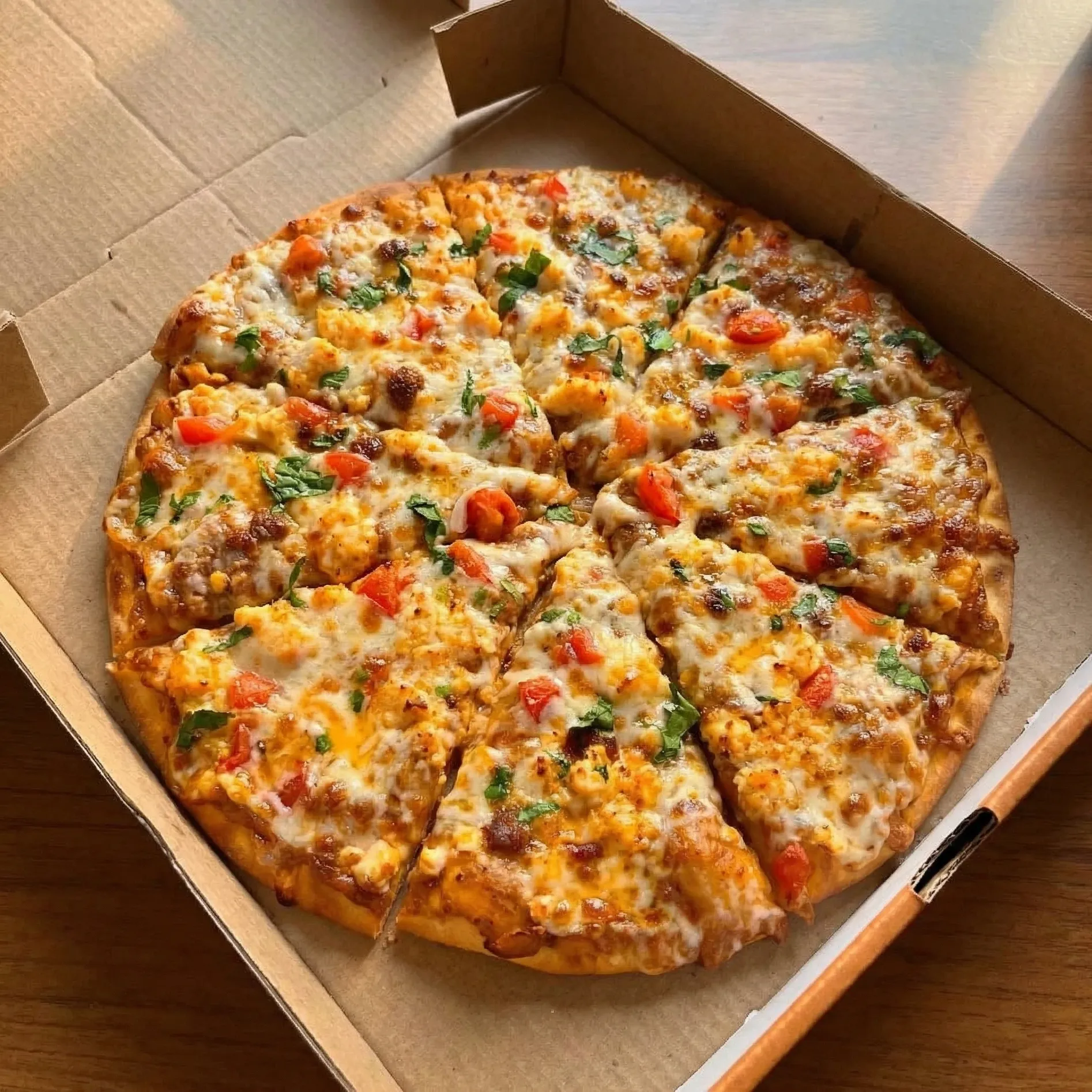 BBQ chicken pizza at 8 Stone Pizza Edmonton