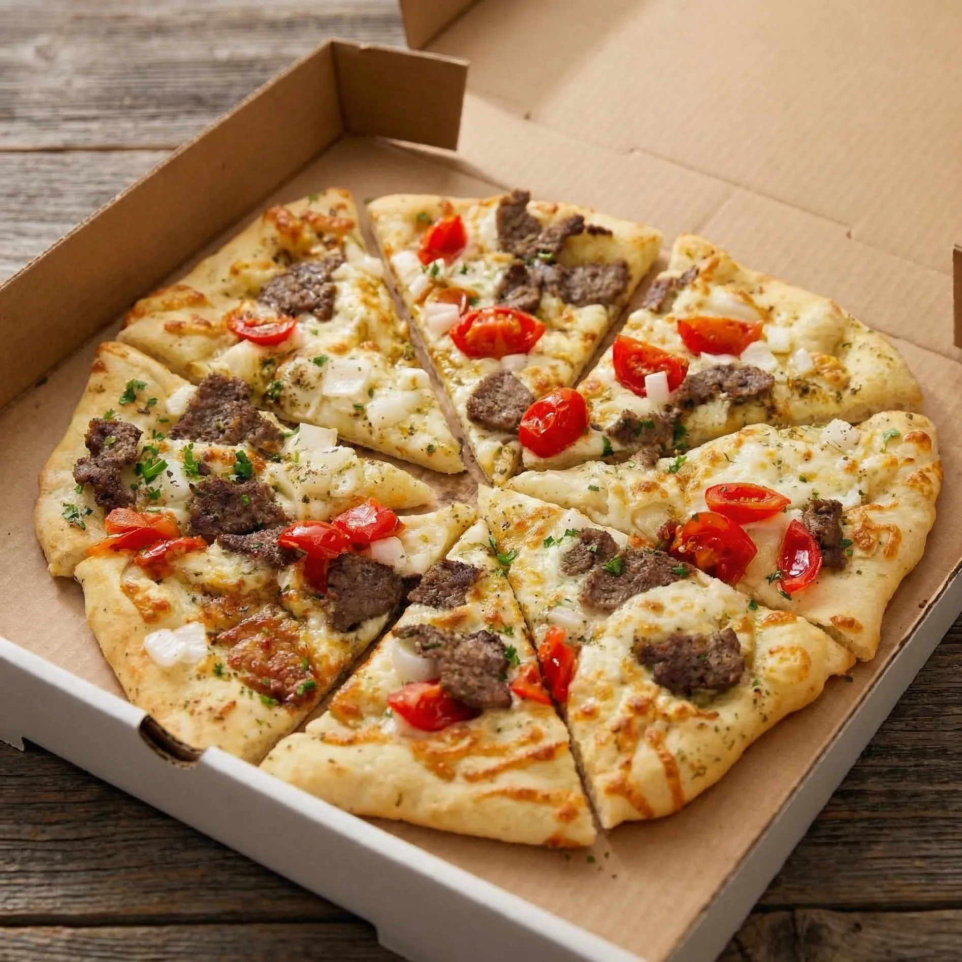 Donair pizza at 8 Stone Pizza, Mill Woods Edmonton